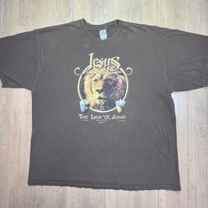 Vintage 2005 Kerusso Jesus The Lion of Judah Revelation 5:5 Brown T-Shirt XL